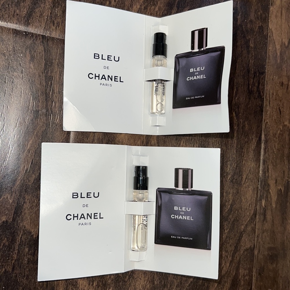2 Bleu de Chanel Eau de Parfum .06oz 2ml Sample Tester Travel Mini Bundle Lot